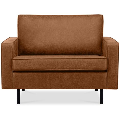 KONSIMO INVIA Großer Loft-Sessel aus Leder und Mikrofaser, cognac