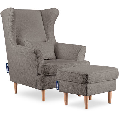 KONSIMO Klassische Sessel Gepolsterter und Sitzhocker "STRALIS", Beige, Stoff, Classic, 82x108x80 cm
