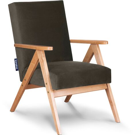 KONSIMO Klassische Sessel im minimalistischen Stil Rahmen aus lackiertem Holz "NASET", Braun, Stoff/Massivholz, Scandinavian, 60x90x75 cm
