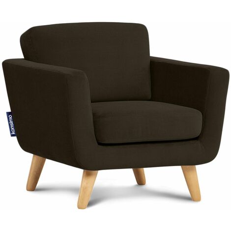 KONSIMO Klassische Sessel mit Armlehnen "TAGIO", Braun, Stoff, Scandinavian, 86x80x88 cm