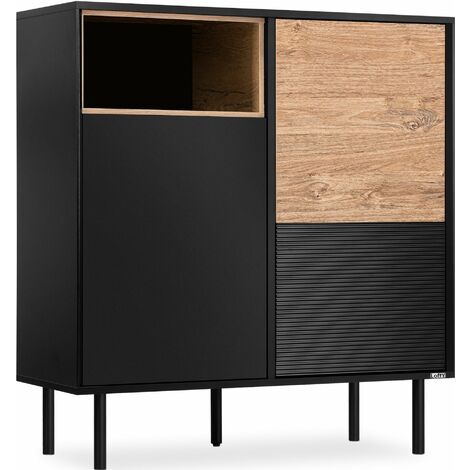 KONSIMO LOFTY Kommode  Außenseiteneinlage , schwarz / Eiche natur