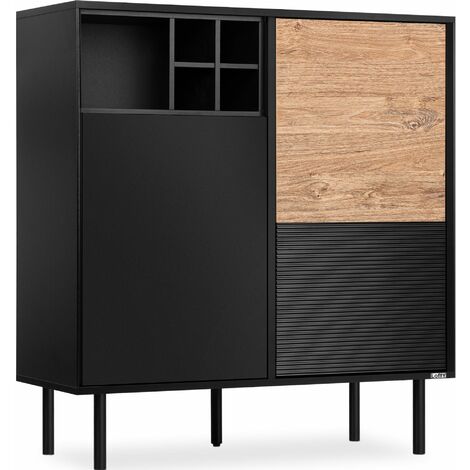 KONSIMO LOFTY Kommode Weineinlage , schwarz / Eiche natur