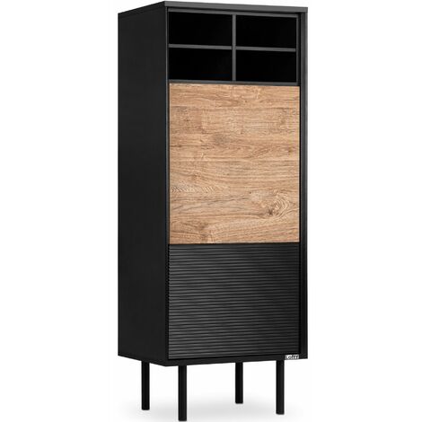 KONSIMO LOFTY Regal Kreuzeinlage, schwarz / Eiche natur