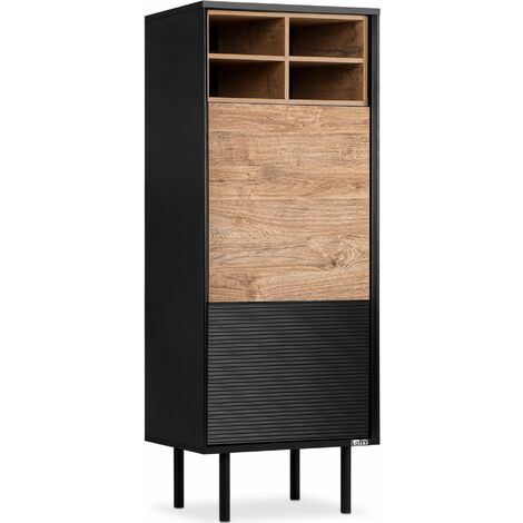 KONSIMO LOFTY Regal Kreuzeinlage, schwarz / Eiche natur