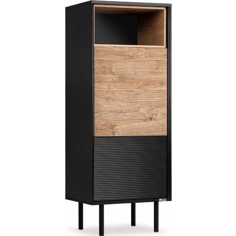 KONSIMO LOFTY Regal mit Massivholzbeine, schwarz