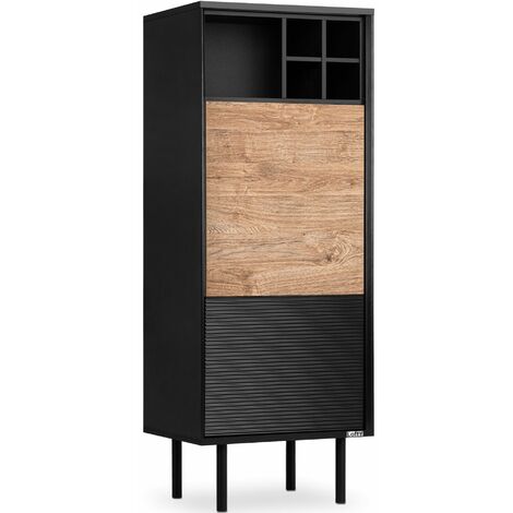 KONSIMO LOFTY Regale Weineinlage, schwarz / Eiche natur