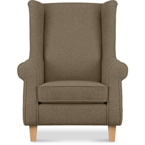 KONSIMO MILES Ohrensessel Massivholzbeine buche, braun