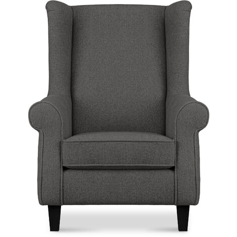 KONSIMO MILES Ohrensessel Massivholzbeine schwarz, grau