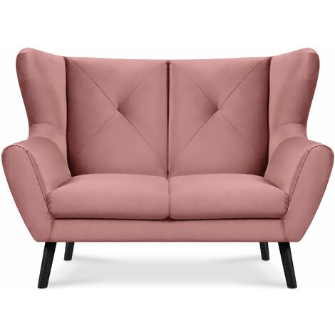 KONSIMO MIRO Kleine zweisitzige Sofagarnitur für das Wohnzimmer, rosa