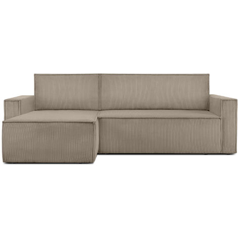 KONSIMO NAPI Ecksofa Big links/rechts, Schlaffunktion mit Cordbezug, Beige