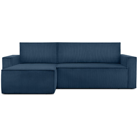 KONSIMO NAPI Ecksofa Big links/rechts, Schlaffunktion mit Cordbezug, blau