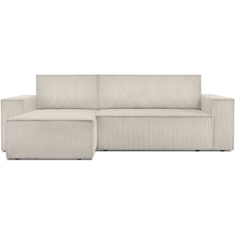 KONSIMO NAPI Ecksofa Big links/rechts, Schlaffunktion mit Cordbezug, cremig
