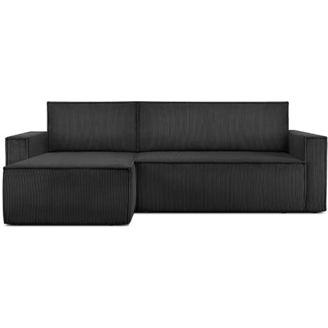 KONSIMO NAPI Ecksofa Big links/rechts, Schlaffunktion mit Cordbezug, dunkelgrau