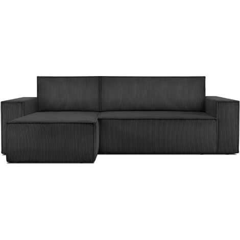 KONSIMO NAPI Ecksofa Big links/rechts, Schlaffunktion mit Cordbezug, dunkelgrau
