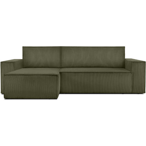 KONSIMO NAPI Ecksofa Big links/rechts, Schlaffunktion mit Cordbezug, grün