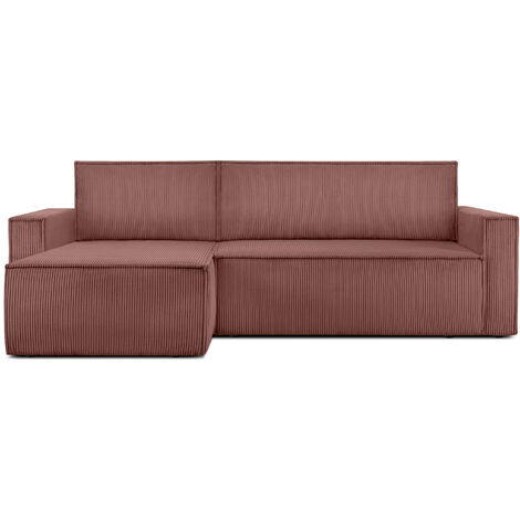 KONSIMO NAPI Ecksofa Big links/rechts,  Schlaffunktion mit Cordbezug, Rosa