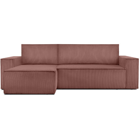 KONSIMO NAPI Ecksofa Big links/rechts, Schlaffunktion mit Cordbezug, Rosa