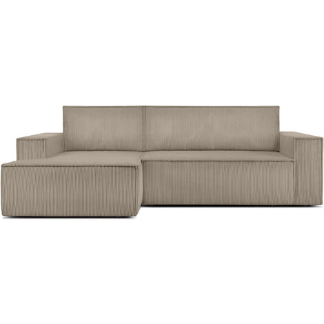 KONSIMO NAPI Ecksofa links, mit Schlaffunktion, in Pet Friendly Cord-Stoff, beige