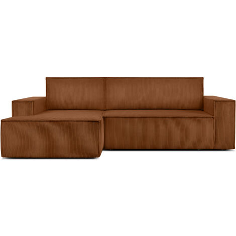 KONSIMO NAPI Ecksofa links, mit Schlaffunktion, in Pet Friendly Cord-Stoff, rot