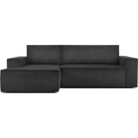 KONSIMO NAPI Ecksofa links mit Schlaffunktion in Pet Friendly Cordstoff, dunkelgrau