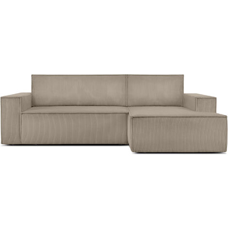 KONSIMO NAPI Ecksofa rechts, mit Schlaffunktion, in Pet Friendly Cord-Stoff, beige