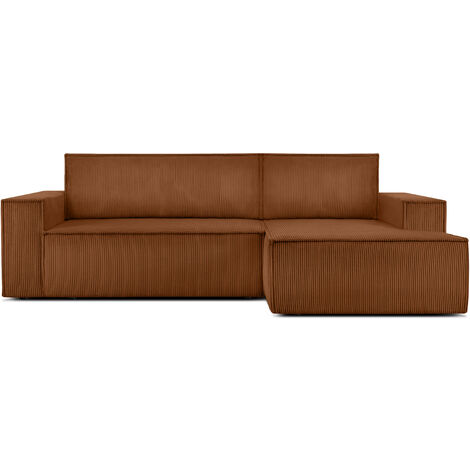 KONSIMO NAPI Ecksofa rechts, mit Schlaffunktion, in Pet Friendly Cord-Stoff, rot