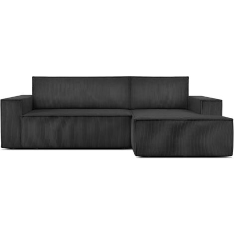 KONSIMO NAPI Ecksofa rechts mit Schlaffunktion in Pet Friendly Cordstoff,dunkelgrau