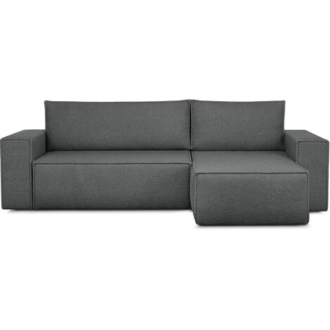 KONSIMO NAPI II Ecksofa Big links/rechts aus Bouclé-Stoff, grau