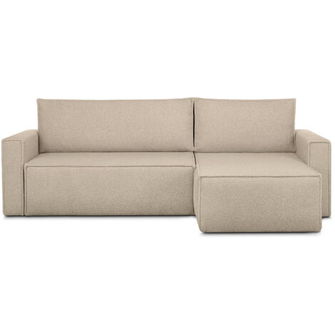 KONSIMO NAPI II Ecksofa Big links/rechts aus Bouclé-Stoff, hellbeige