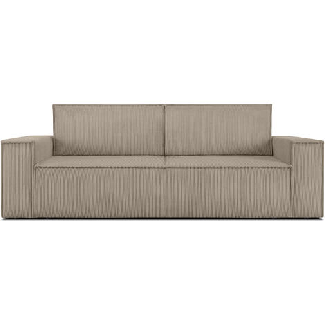 KONSIMO NAPI Sofa 3 Sitzer, mit Schlaffunktion, in Pet Friendly Cord-Stoff, Beige