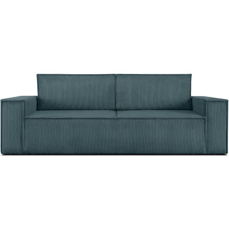 KONSIMO NAPI Sofa 3 Sitzer, mit Schlaffunktion, in Pet Friendly Cord-Stoff, Blau