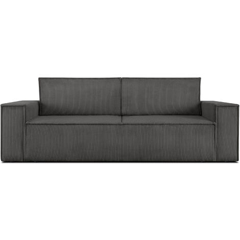 KONSIMO NAPI Sofa 3 Sitzer, mit Schlaffunktion, in Pet Friendly Cord-Stoff, grau