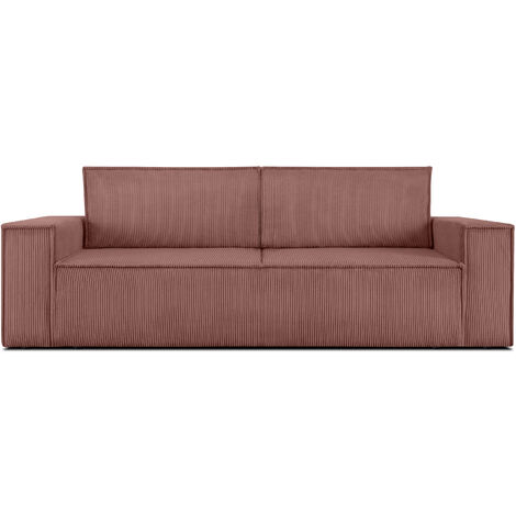KONSIMO NAPI Sofa 3 Sitzer, mit Schlaffunktion, in Pet Friendly Cord-Stoff, Rosa