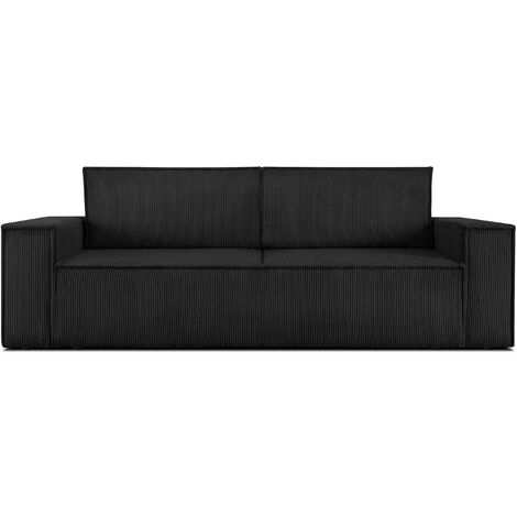KONSIMO NAPI Sofa 3 Sitzer, mit Schlaffunktion, in Pet Friendly Cord-Stoff, Schwarz
