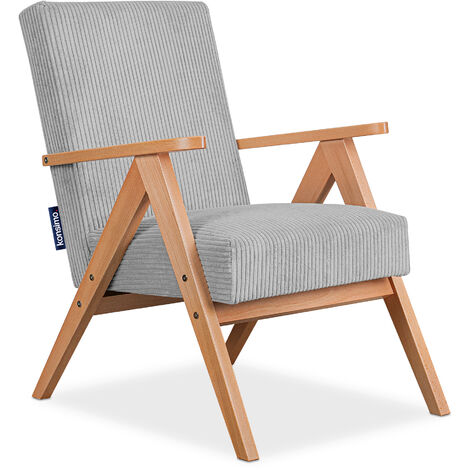 KONSIMO NASET Vintage Sessel gepolstert Echt-Holz-Rahmen, grau