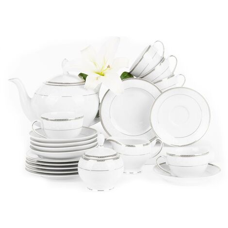 KONSIMO NEW HOLLIS PLATIN Teeservice für 6 Personen (15-teilig) Porzellan, Platin