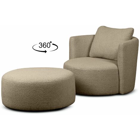 KONSIMO RAGGI Drehsessel Set inkl. Sitzhocker, braun