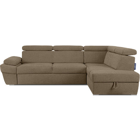 KONSIMO RATLO Ecksofa , Schlaffunktion, 4 /5  Sitzer, Bettkasten, Lederoptik, braun