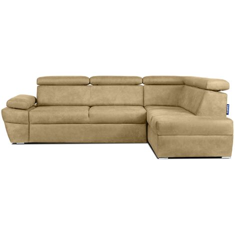 KONSIMO RATLO Ecksofa , Schlaffunktion, 4 /5  Sitzer, Bettkasten, Lederoptik, gelb