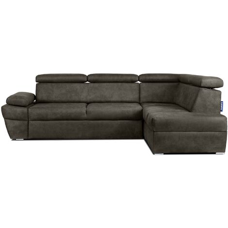 KONSIMO RATLO Ecksofa , Schlaffunktion, 4/5  Sitzer, Bettkasten, Lederoptik, grau