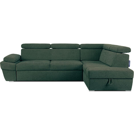 KONSIMO RATLO Ecksofa , Schlaffunktion, 4 /5  Sitzer, Bettkasten, Lederoptik, grün