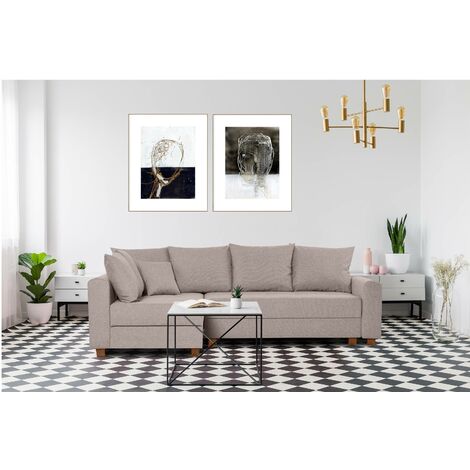 KONSIMO REVO Ecksofa 3-4 Sitzer, Schlaffunktion, Beige