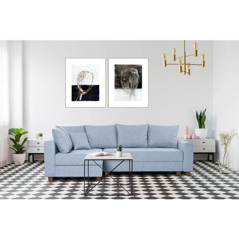 KONSIMO REVO Ecksofa 3-4 Sitzer, Schlaffunktion, Blau