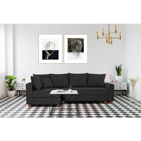 KONSIMO REVO Ecksofa 3-4 Sitzer, Schlaffunktion dunkelgrau