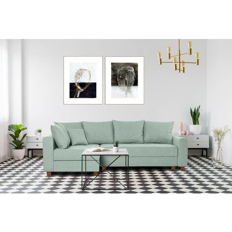 KONSIMO REVO Ecksofa 3-4 Sitzer, Schlaffunktion, grün