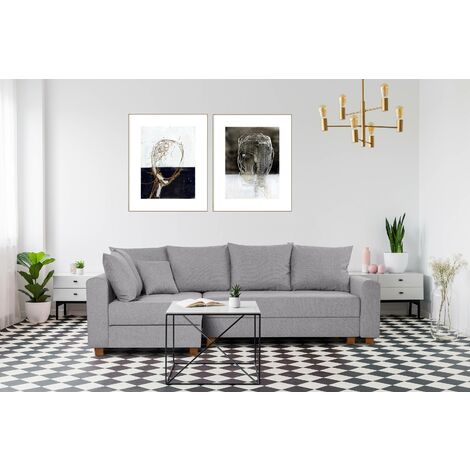 KONSIMO REVO Ecksofa 3-4 Sitzer, Schlaffunktion, hellgrau