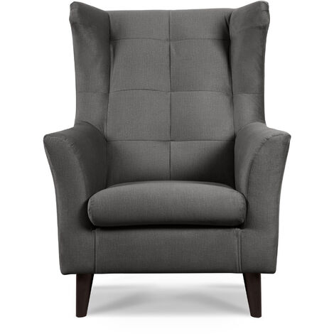 KONSIMO SALIS Bequemer Ohrensessel mit Beinen, grau