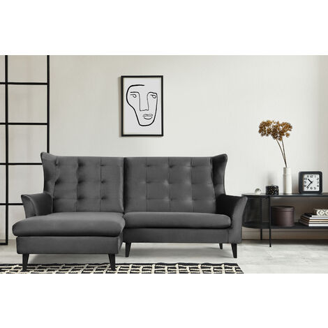 KONSIMO SALIS Linker Ecksofa für das Wohnzimmer, grau
