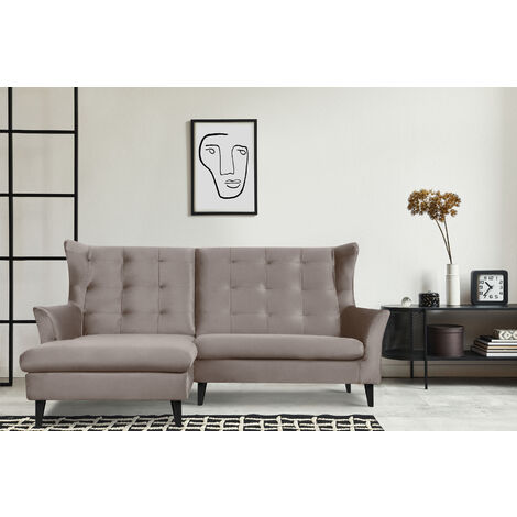 KONSIMO SALIS Linkes Ecksofaauf Beinen, beige