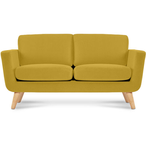 KONSIMO Schlafsofa mit Armlehnen "TAGIO", Gelb, Stoff, Scandinavian, 153x80x84 cm